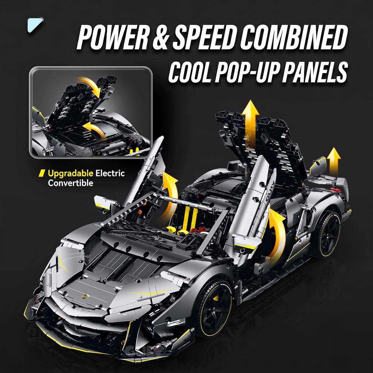 1:8 Concept Supercar Building Set — Electroplated Silver