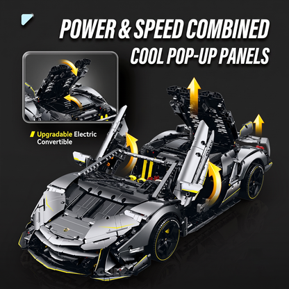 1:8 Concept Supercar Building Set — Electroplated Silver
