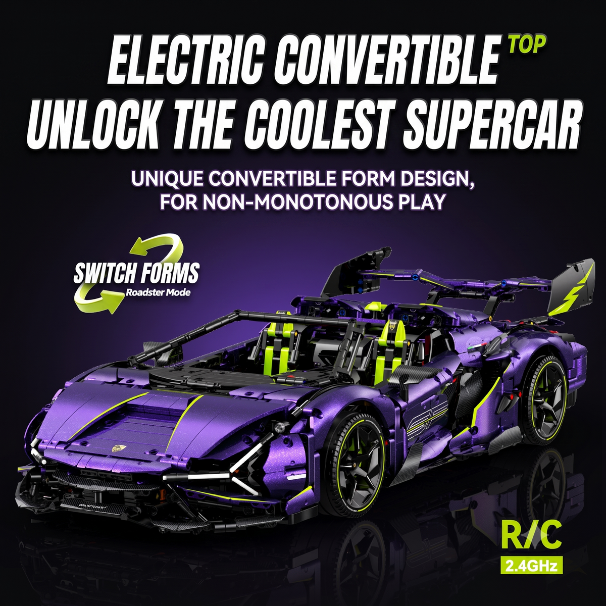 1:8 Convertible Concept Supercar Building Set — Comet PurpleOption