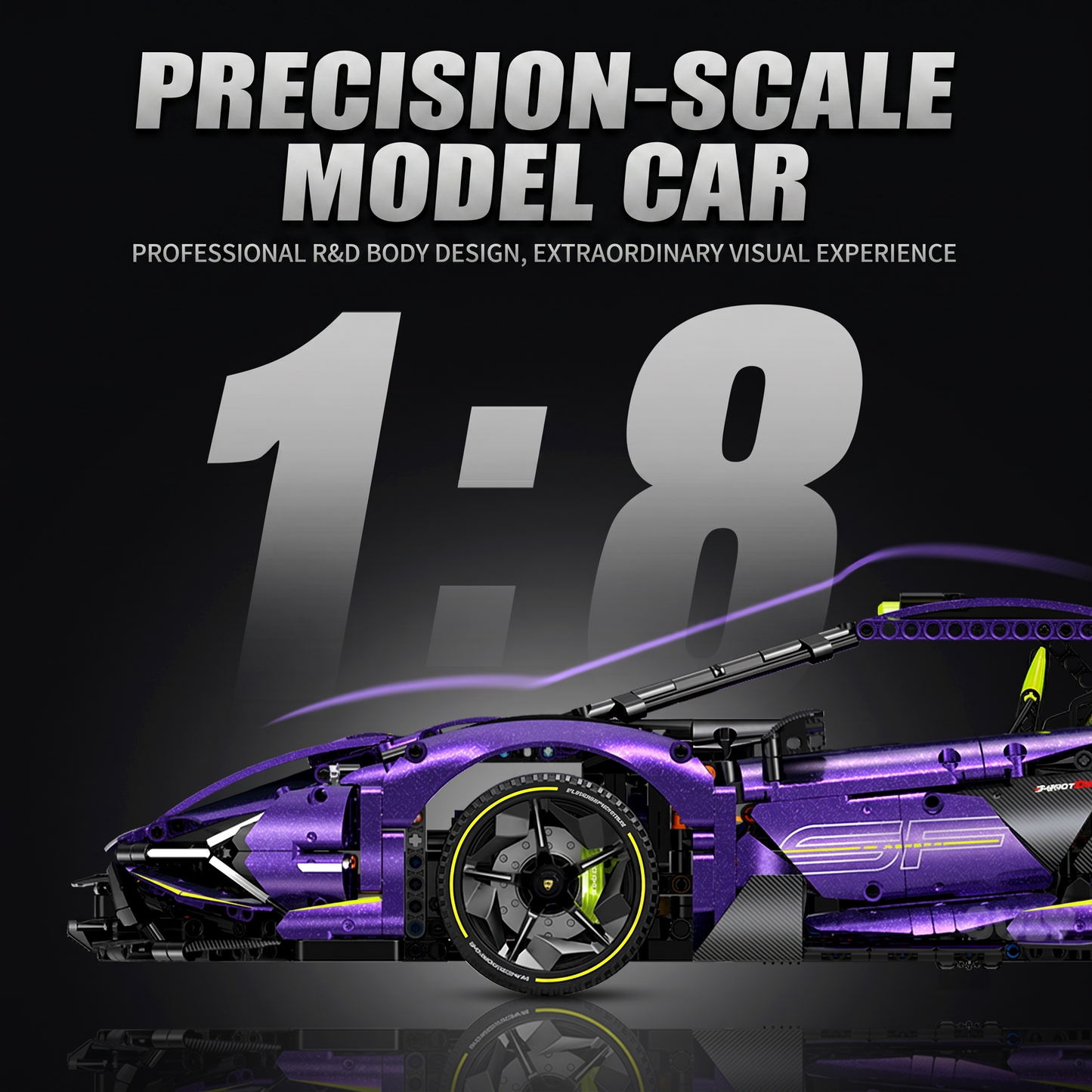 1:8 Convertible Concept Supercar Building Set — Comet PurpleOption