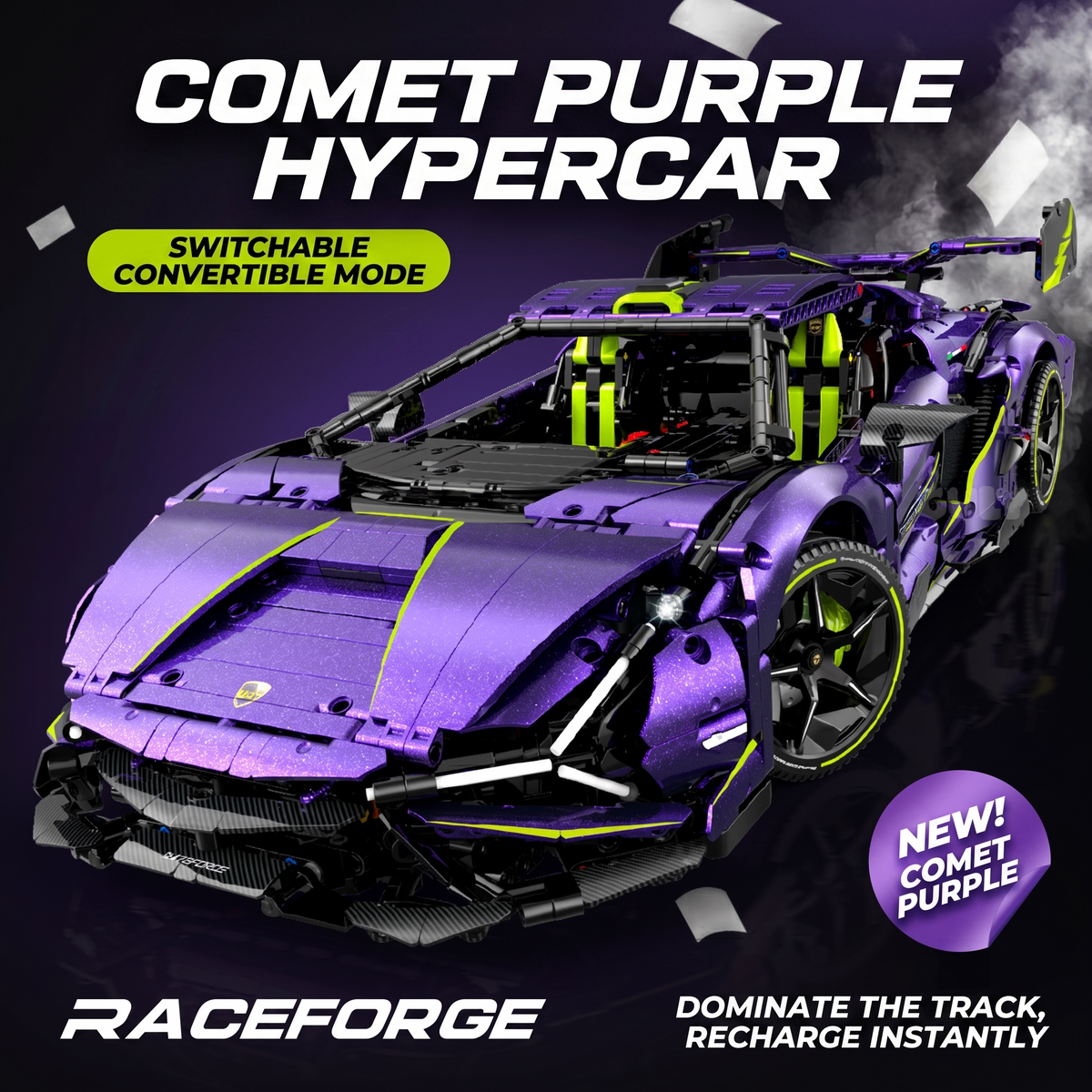 1:8 Convertible Concept Supercar Building Set — Comet PurpleOption