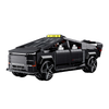 A 1,572-piece 1:14 futuristic cyber pickup in matte black. Fully motorized RC set with 360° drift, steam smoke and adjustable chassis, all included. 