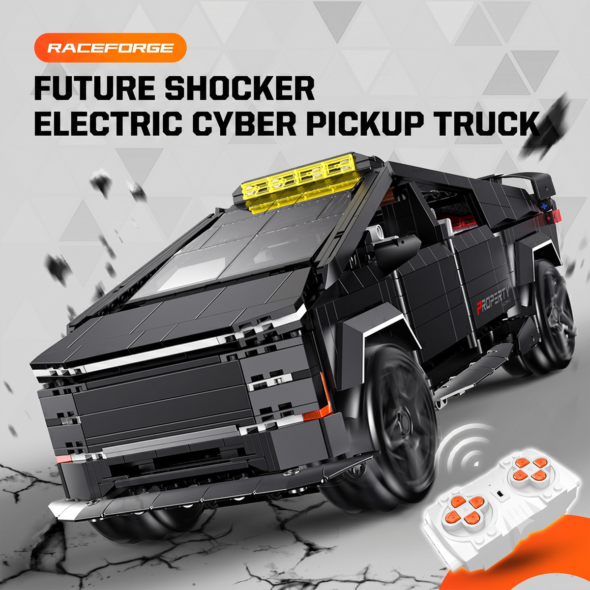1:14 Cyber Pickup Truck RC Building Set — Matte Black