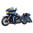 BRICKROYAL BR60540: 1:5 deep-blue touring cruiser motorcycle building kit, 2410 pcs with glowing twin headlights, piston engine, 3-speed gearbox & openable storage. 