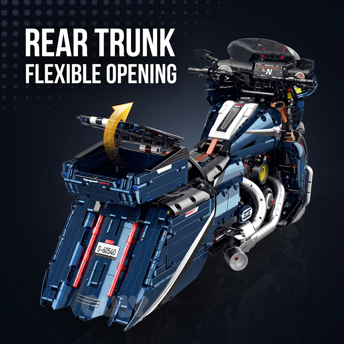 1:5 Deep-Blue Touring Cruiser Motorcycle Building Kit