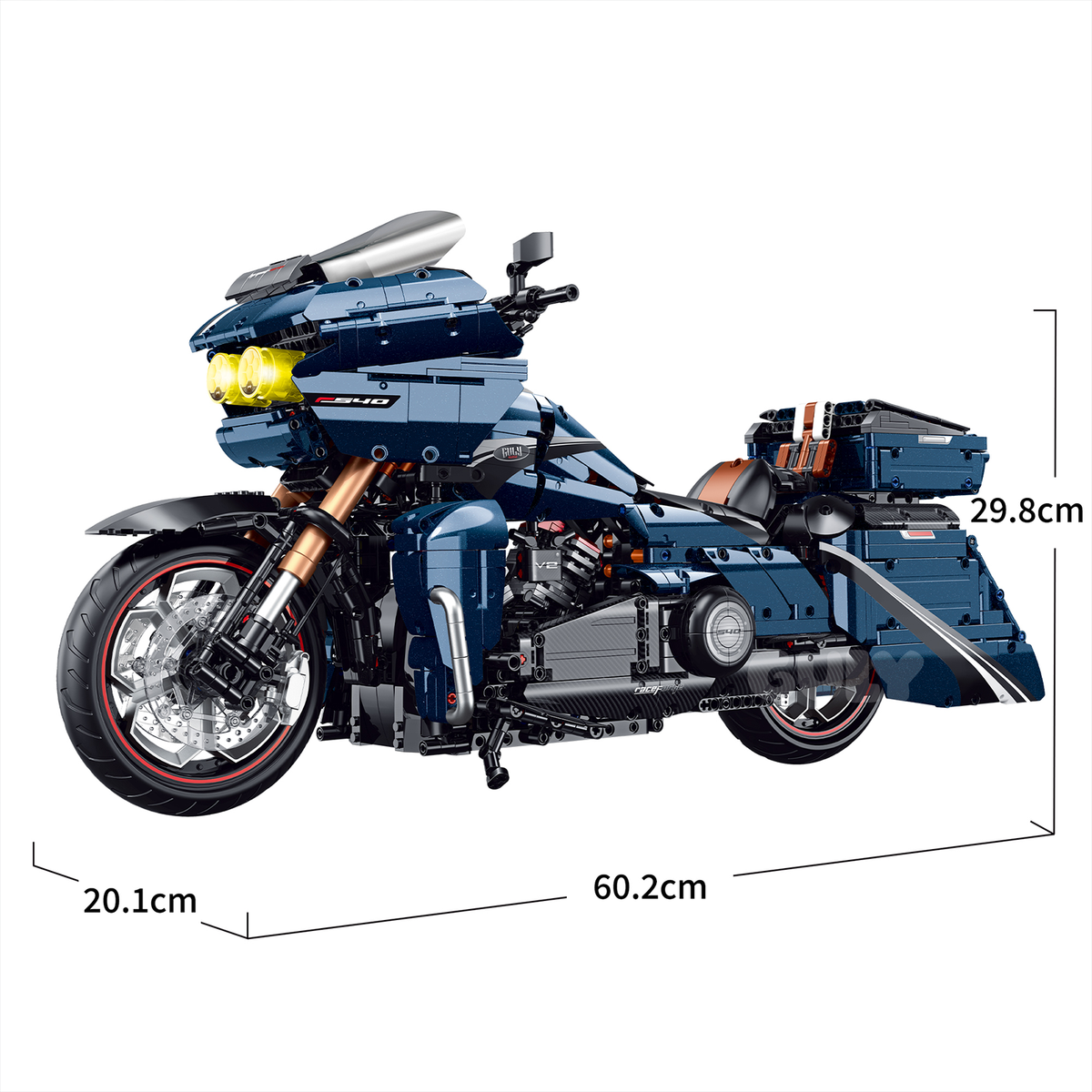 1:5 Deep-Blue Touring Cruiser Motorcycle Building Kit
