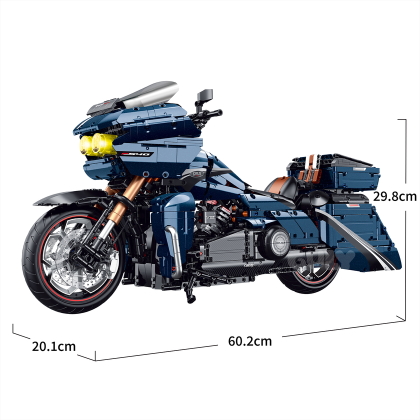 1:5 Deep-Blue Touring Cruiser Motorcycle Building Kit