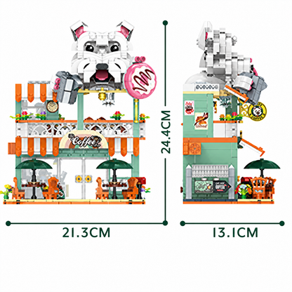 Dog Coffee Shop Modular Street-View Building Set