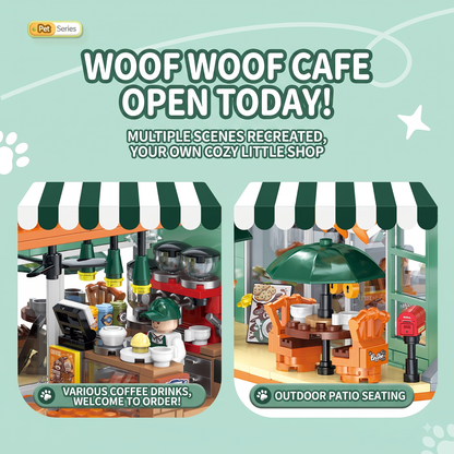 Dog Coffee Shop Modular Street-View Building Set