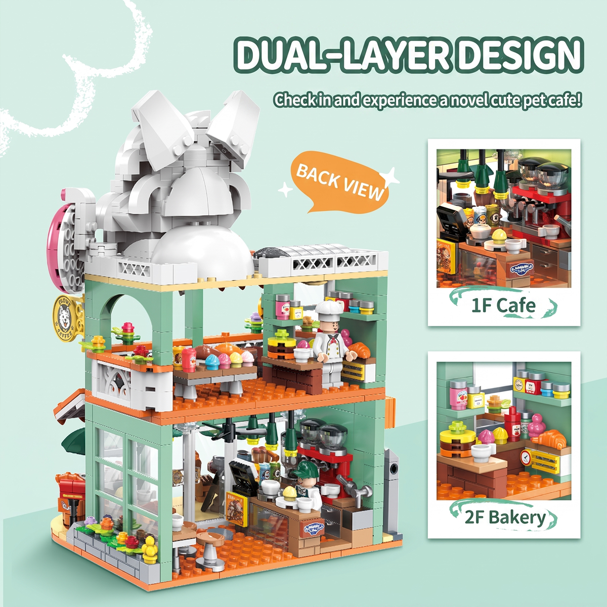 Dog Coffee Shop Modular Street-View Building Set
