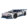 A 3,998-piece 1:8 electroplated-silver track hypercar with a transparent-block engine, butterfly doors and mist spray. Static, RC-upgradeable. Collectible, 14+.