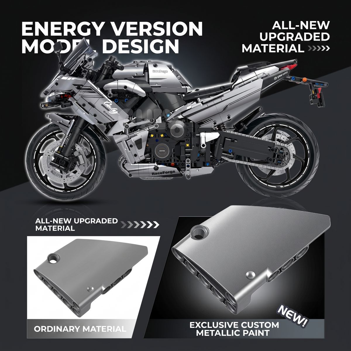 1:5 Electroplated Hyper-Sport Motorcycle Building Kit