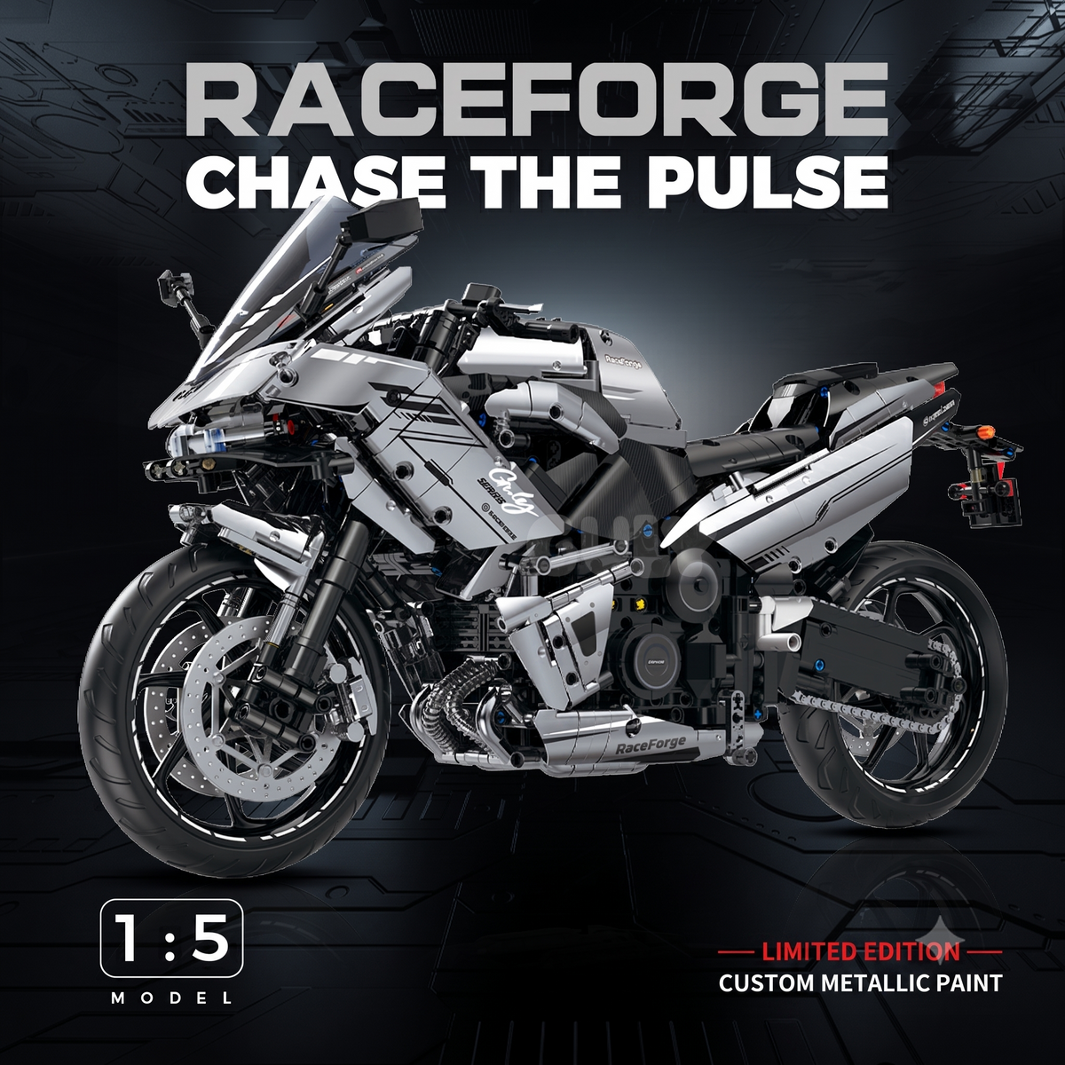1:5 Electroplated Hyper-Sport Motorcycle Building Kit