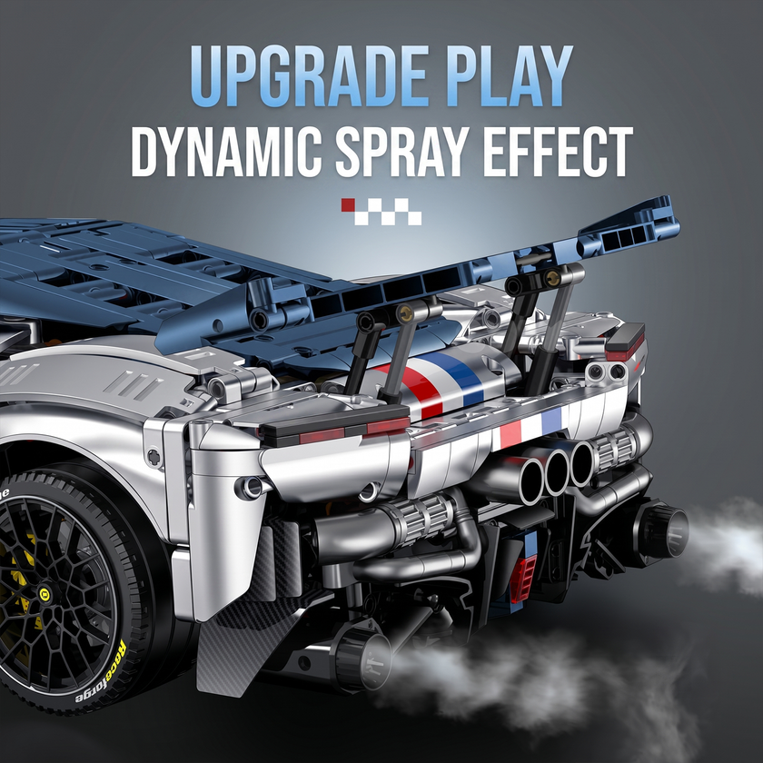 1:8 Electroplated Track Hypercar Building Set — Silver