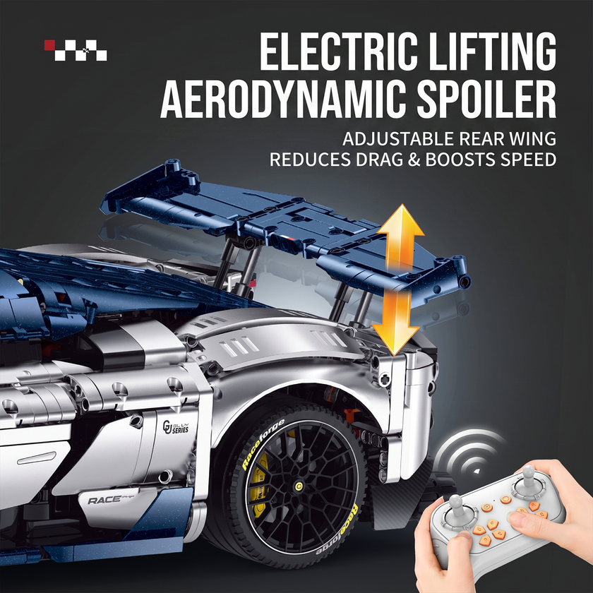 1:8 Electroplated Track Hypercar Building Set — Silver