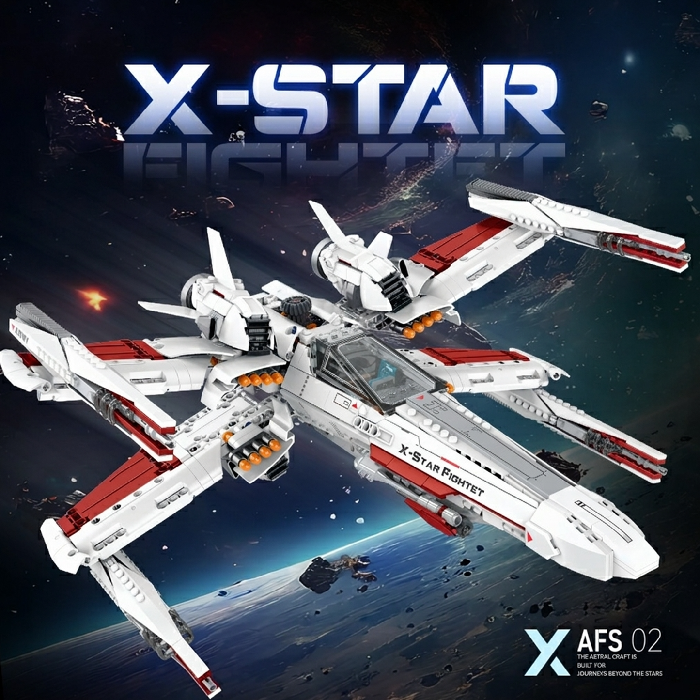 Four-Wing Space Starfighter Building Kit