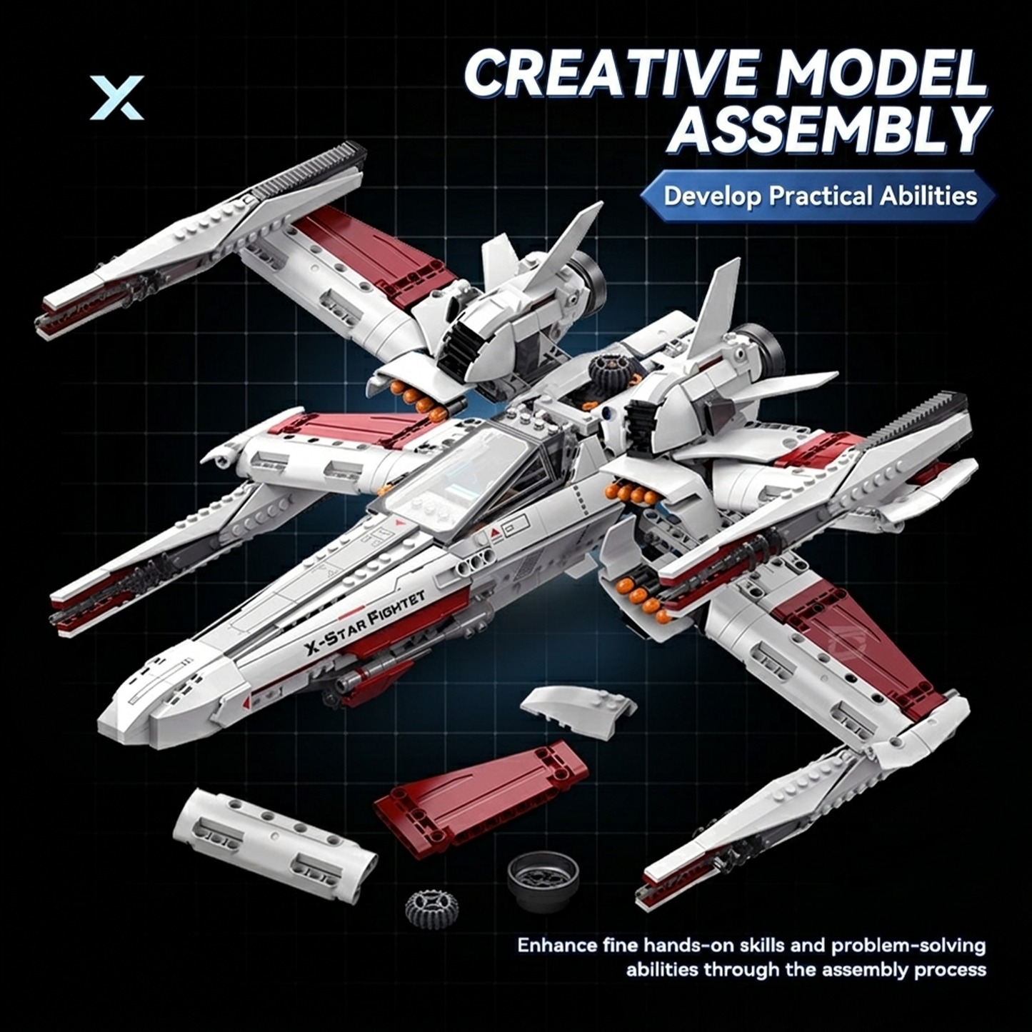 Four-Wing Space Starfighter Building Kit
