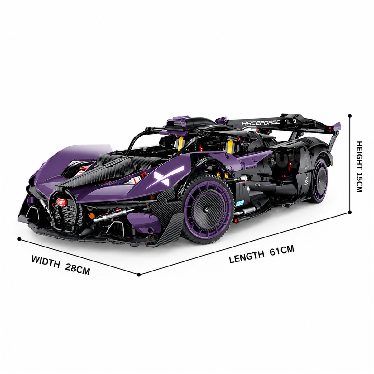 1:8 Futuristic Hypercar Building Set — Noir Purple