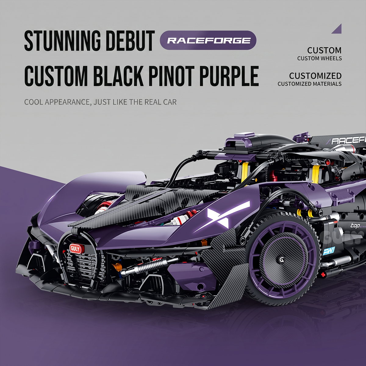 1:8 Futuristic Hypercar Building Set — Noir Purple