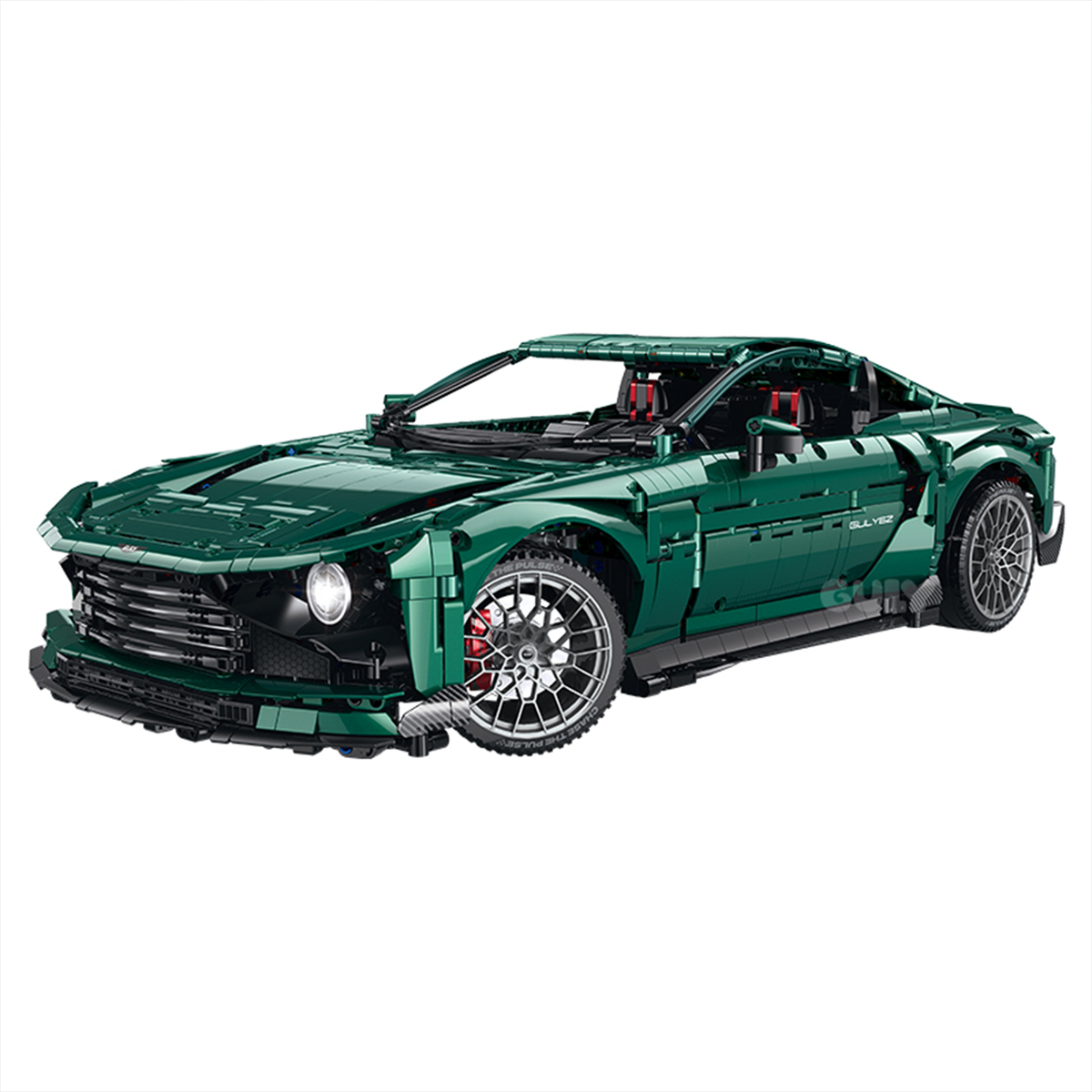 1:8 racing green GT supercar building set with clear engine