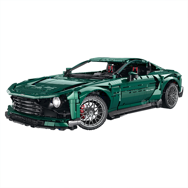 1:8 racing green GT supercar building set with clear engine