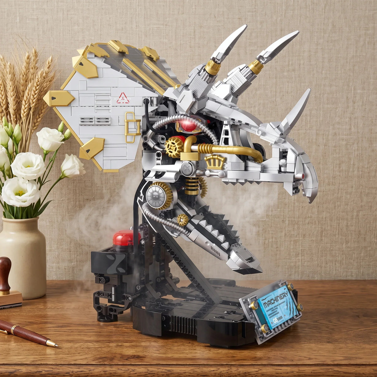 Motorized Triceratops Skull Building Kit