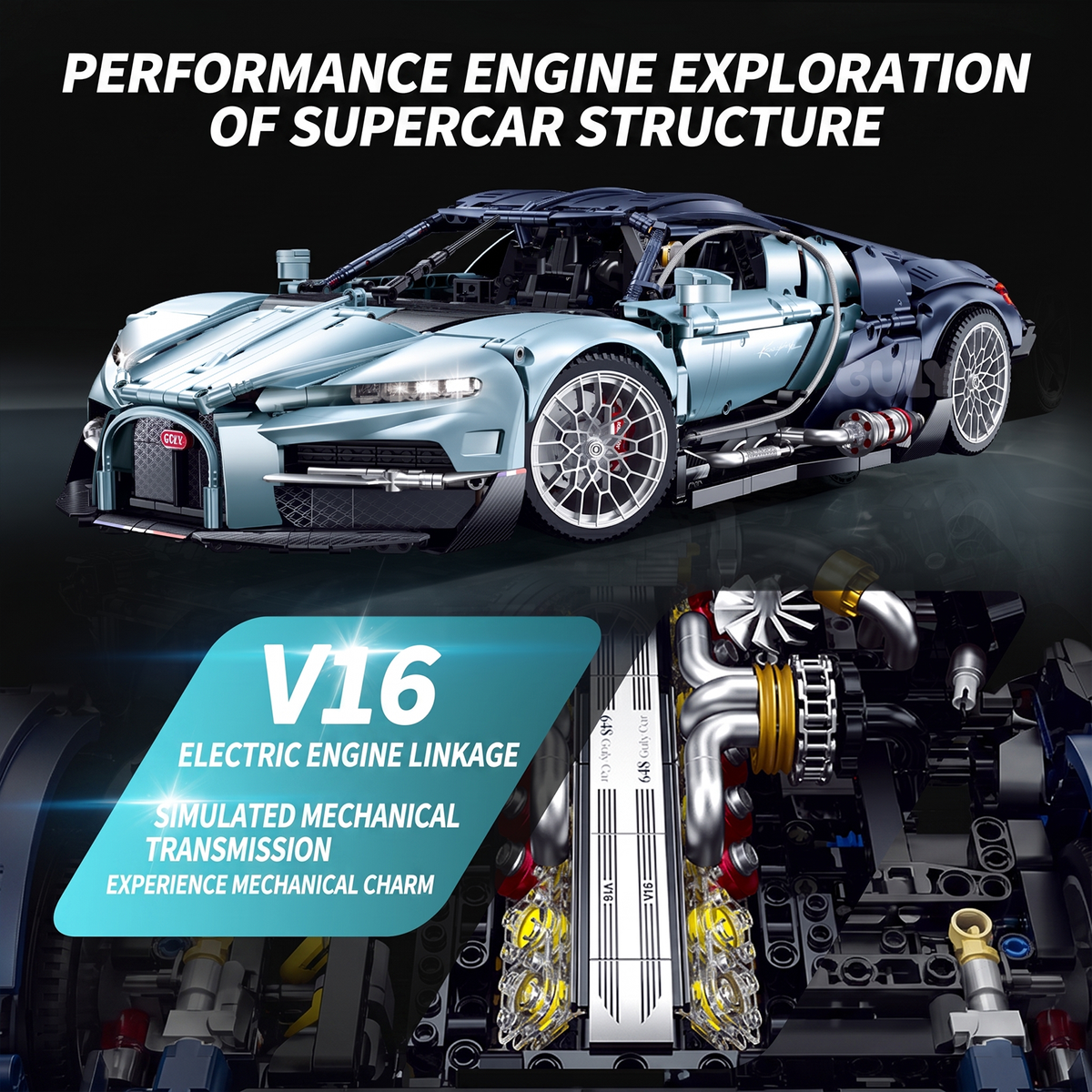 1:8 Luxury Hypercar Building Set — Ice Blue BR10648