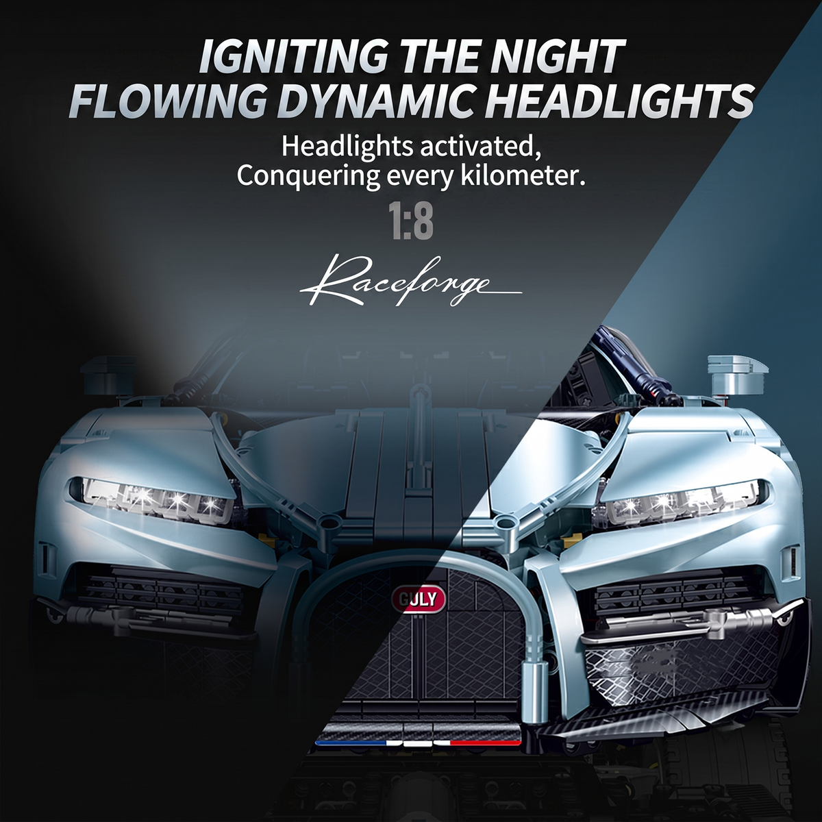 1:8 Luxury Hypercar Building Set — Ice Blue BR10648