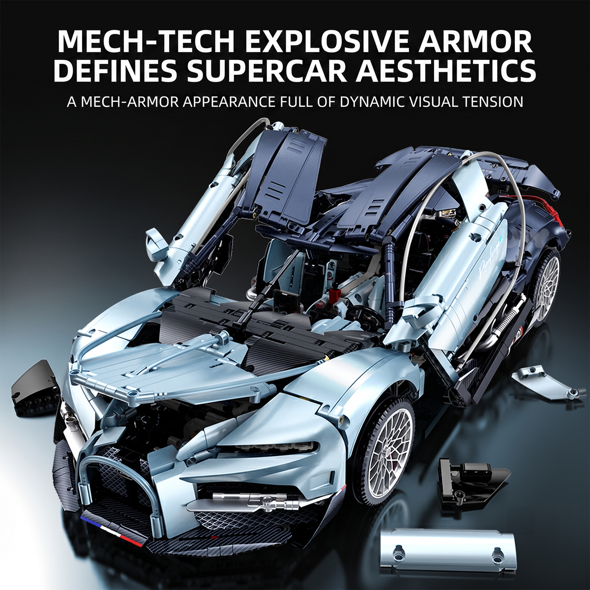 1:8 Luxury Hypercar Building Set — Ice Blue BR10648