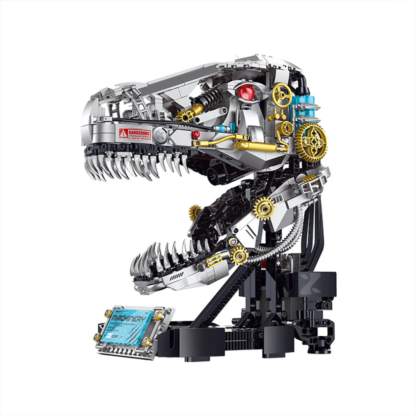 Front industrial silver-gold mechanical structure of BR0005 Tyrannosaurus brick display model