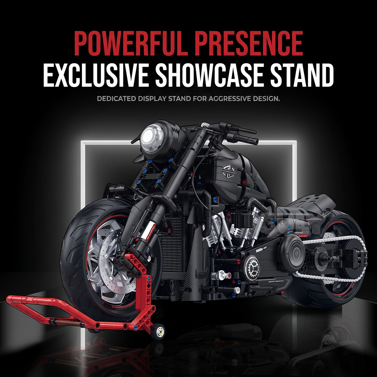 1:5 Matte-Black Custom Cruiser Motorcycle Building Kit