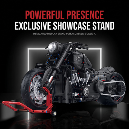 1:5 Matte-Black Custom Cruiser Motorcycle Building Kit
