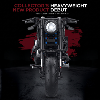 1:5 Matte-Black Custom Cruiser Motorcycle Building Kit