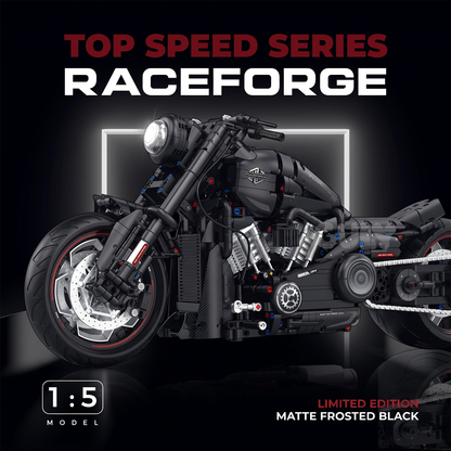 1:5 Matte-Black Custom Cruiser Motorcycle Building Kit