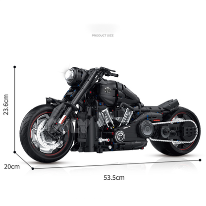 1:5 Matte-Black Custom Cruiser Motorcycle Building Kit