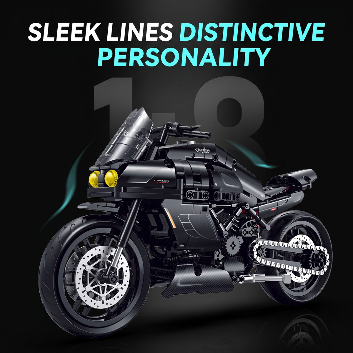 1:8 Muscle Cruiser Motorcycle Building Kit