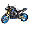 BR60509 1:8 naked street motorcycle kit, 582 pcs: see-through piston engine, working suspension, gold chain. Static adult collectible.