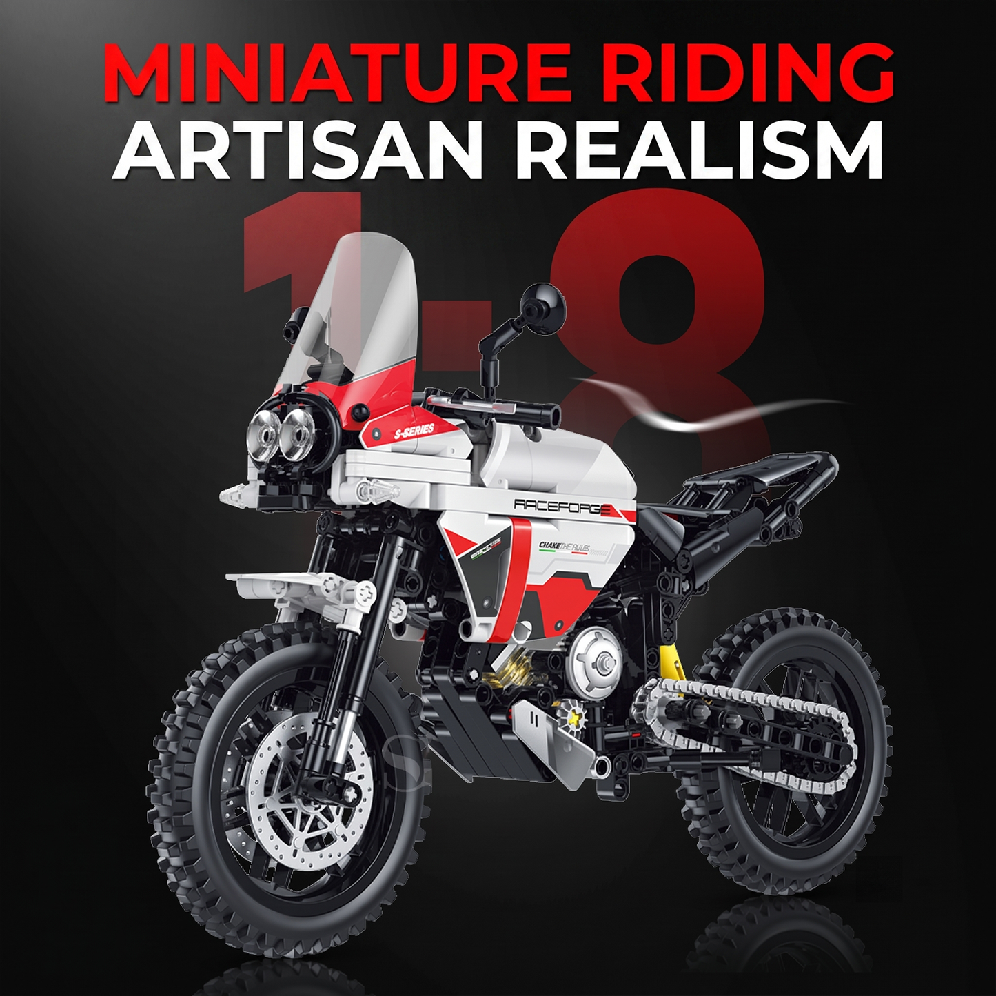 1:8 Off-Road Adventure Motorcycle Building Kit