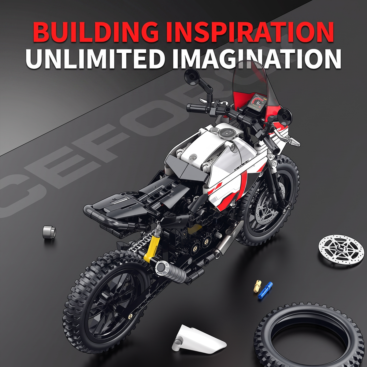 1:8 Off-Road Adventure Motorcycle Building Kit