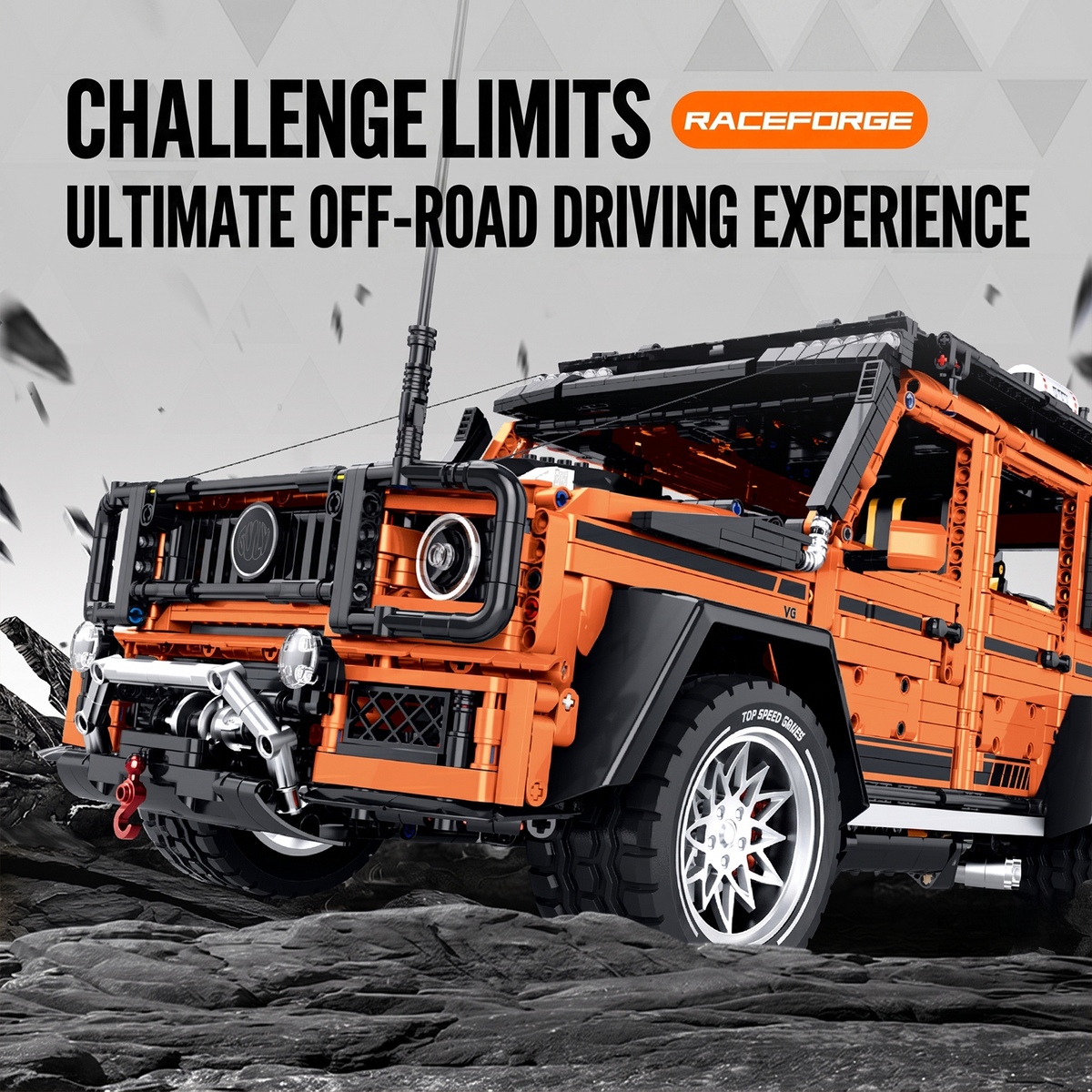 1:8 Off-Road Explorer SUV Building Set — Metallic Orange