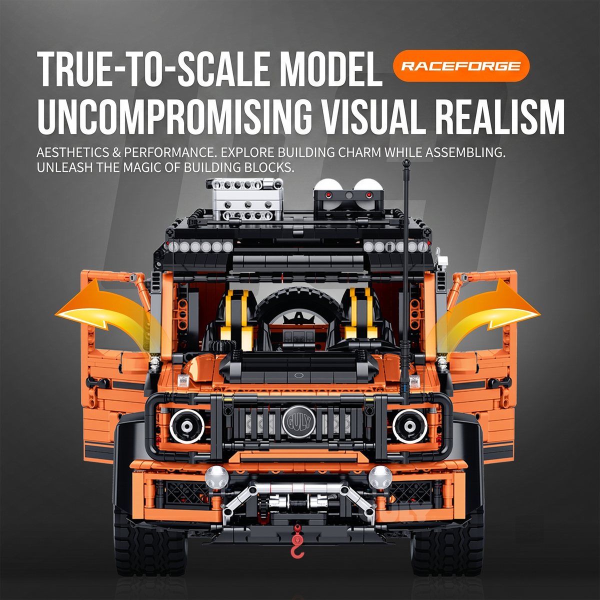 1:8 Off-Road Explorer SUV Building Set — Metallic Orange