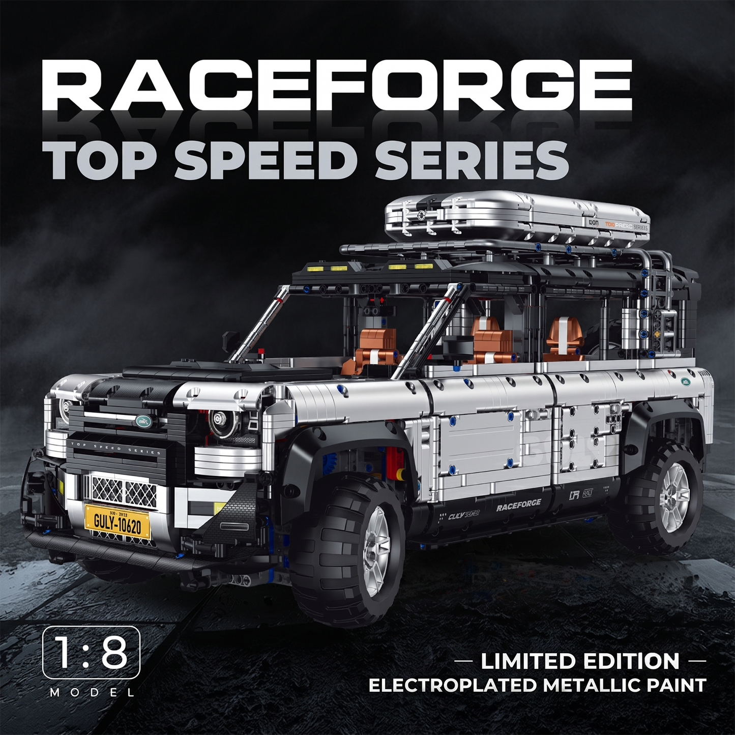 1:8 Off-Road SUV Building Set — Electroplated Silver