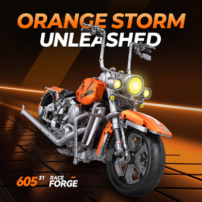 1:5 Orange Chopper Cruiser Motorcycle Building Kit