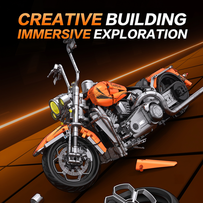 1:5 Orange Chopper Cruiser Motorcycle Building Kit