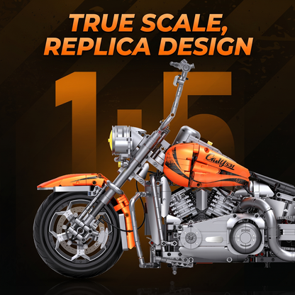 1:5 Orange Chopper Cruiser Motorcycle Building Kit