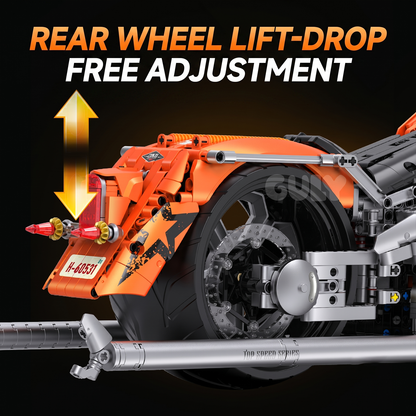 1:5 Orange Chopper Cruiser Motorcycle Building Kit