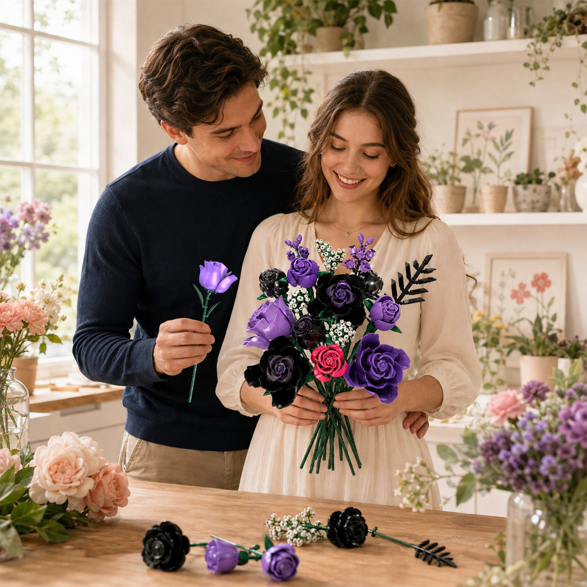 Gothic Rose Bouquet Building Set – A Dark Floral Centerpiece That Never Wilts