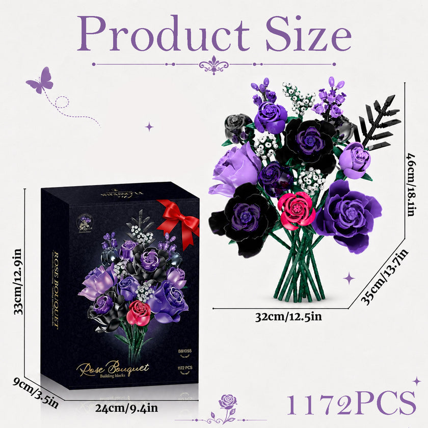 Gothic Rose Bouquet Building Set – A Dark Floral Centerpiece That Never Wilts
