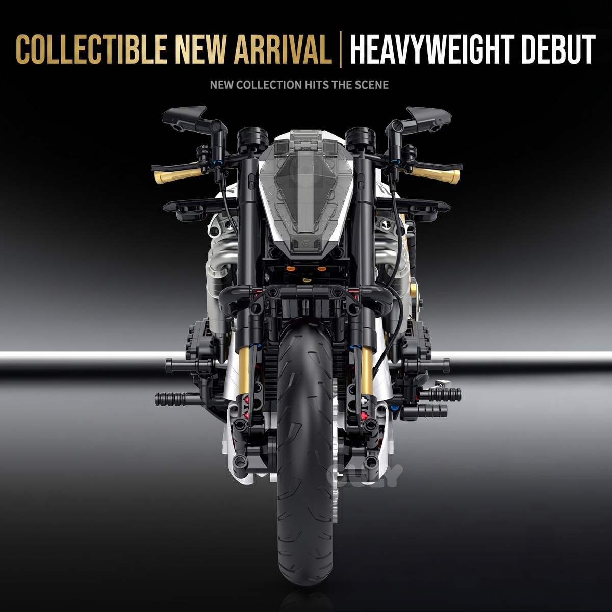 1:5 Pearl-White Custom Cruiser Motorcycle Building Kit