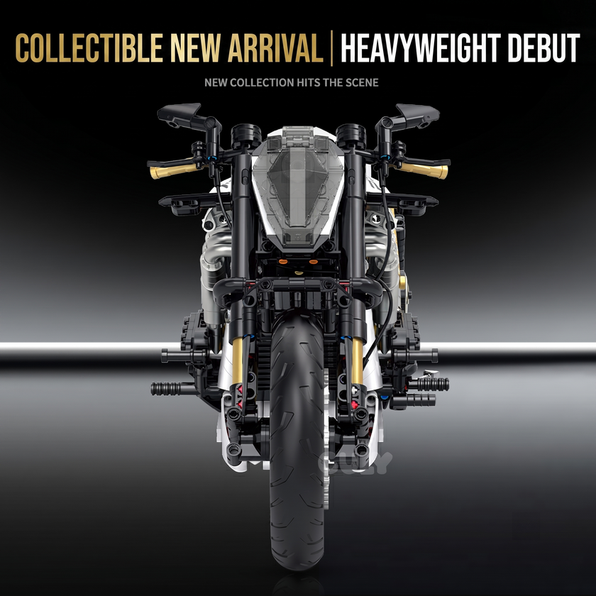 1:5 Pearl-White Custom Cruiser Motorcycle Building Kit